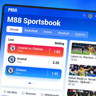 Tampilan sportsbook M88 dengan berbagai pilihan taruhan olahraga